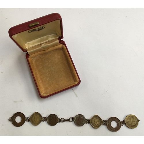 7 - Bracelet with 5 annas coins and 2 coins India piece  1945