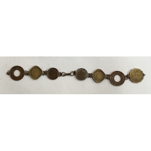 7 - Bracelet with 5 annas coins and 2 coins India piece  1945
