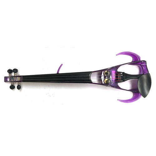 127 - A Ted Brewer Vivo 2 electric violin, in purple, with two bows, shoulder rest and other accessories, ... 