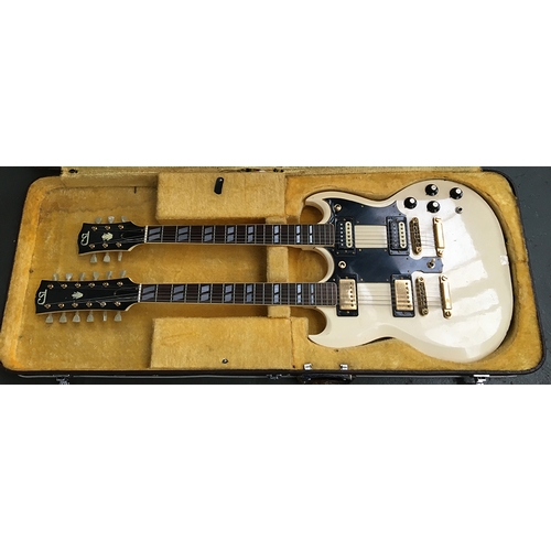 142 - A CSL double necked guitar, one neck standard six string, the other twelve string, in a fitted hard ... 