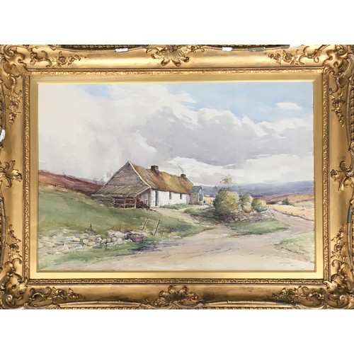 346 - David West, R.S.W. (1868-1936), Highland cottage near Glenfasclas between Aberloui and Ballindalloch... 
