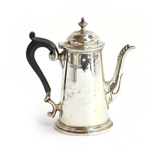 63 - A small Queen Anne style silver coffee pot by Marples & Co, Sheffield 1905, 16cm high, 12.6oz