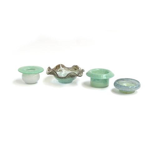 248 - Four pieces of Vasart glass, wavy dish 16cm diameter; flared rim dish 12cm diameter; the others 10.5... 