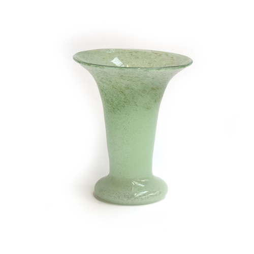 249 - A Scottish Vasart vase, compressed spherical base with flared rim, moss agate green, 25cm high