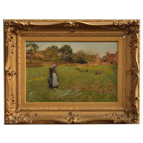 348 - Sir David Murray RA, HRSA (Scottish, 1849-1933), milkmaid on a farm, oil on canvas, 30 x 45cm

Prove... 