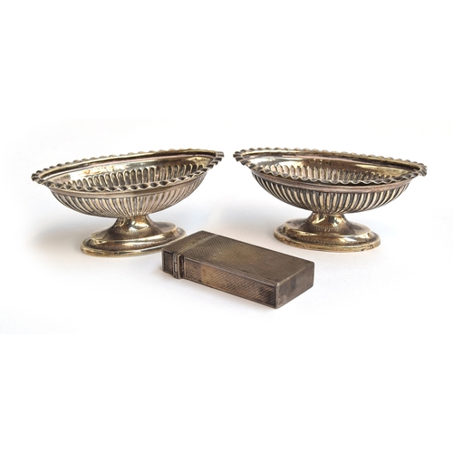 69 - A pair of classical silver salts, by William Henry Leather, Birmingham 1898; together with an engine... 