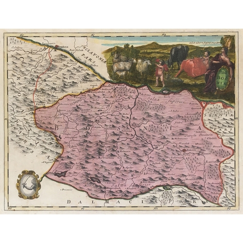 259 - Johan van der Bruggen, two maps circa 1740, 'Regnum Slavonia' and Bosnia, coloured engravings, each ... 
