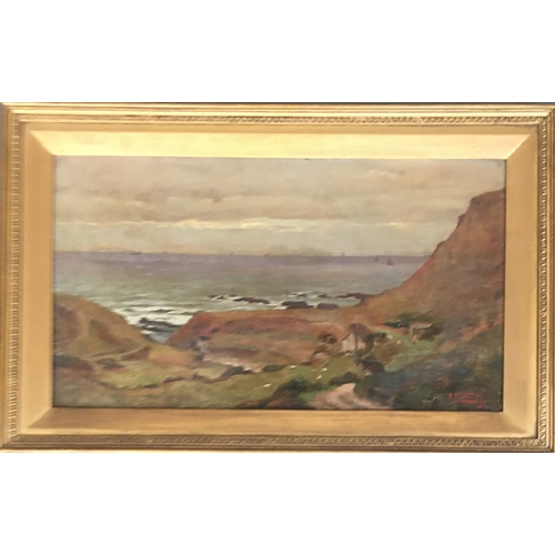 279 - Frederick Brueton (1859-1916), a pair of coastal landscapes, probably Devon, oil on board, each sign... 