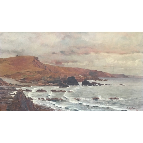 279 - Frederick Brueton (1859-1916), a pair of coastal landscapes, probably Devon, oil on board, each sign... 