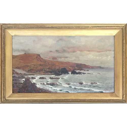 279 - Frederick Brueton (1859-1916), a pair of coastal landscapes, probably Devon, oil on board, each sign... 