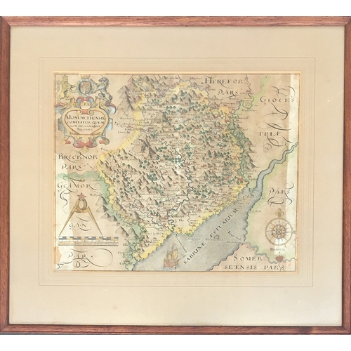 260 - Christopher Saxton (1540-1610), map of Monmouthshire, 'Monumethensis Comitatus, Quem Olim Incoluebun... 