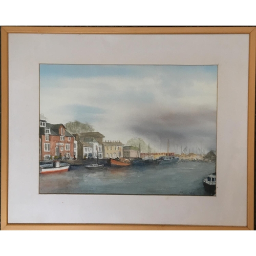 368 - 20th century watercolour on paper, boats in a harbour, signed indistinctly Arthur ? '97 in pencil lo... 