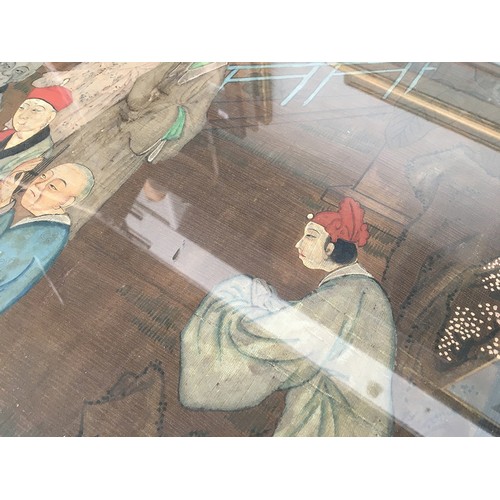 363 - A Chinese painting on fabric, depicting figures in a court scene, 82x50cm