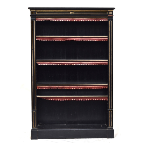 602 - A Victorian ebonised bookcase, 97cm wide, 32cm deep, 148cm high