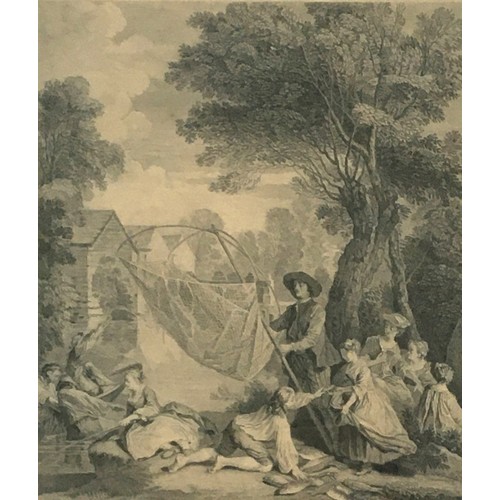 297 - After Nicolas Lancret, L'Eau, Le Feu, La Terre, L'Air, a set of four engravings by L Des Place, B Au... 