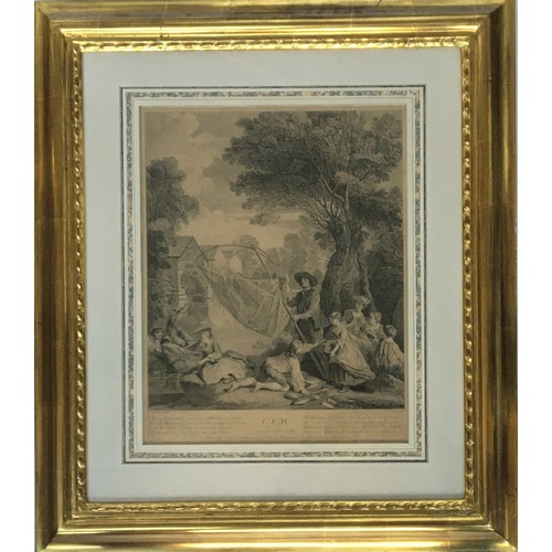 297 - After Nicolas Lancret, L'Eau, Le Feu, La Terre, L'Air, a set of four engravings by L Des Place, B Au... 