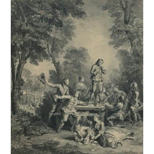 297 - After Nicolas Lancret, L'Eau, Le Feu, La Terre, L'Air, a set of four engravings by L Des Place, B Au... 