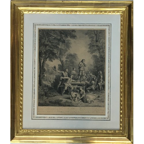 297 - After Nicolas Lancret, L'Eau, Le Feu, La Terre, L'Air, a set of four engravings by L Des Place, B Au... 