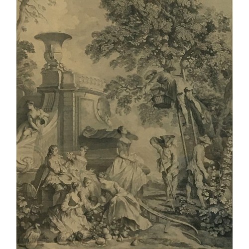 297 - After Nicolas Lancret, L'Eau, Le Feu, La Terre, L'Air, a set of four engravings by L Des Place, B Au... 
