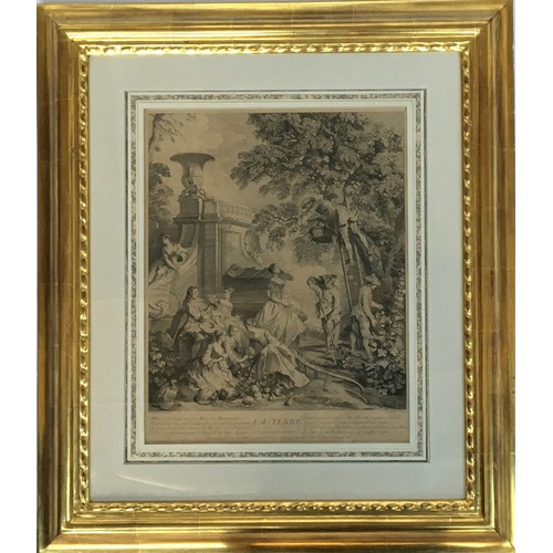 297 - After Nicolas Lancret, L'Eau, Le Feu, La Terre, L'Air, a set of four engravings by L Des Place, B Au... 
