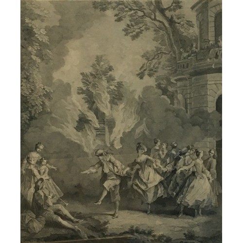 297 - After Nicolas Lancret, L'Eau, Le Feu, La Terre, L'Air, a set of four engravings by L Des Place, B Au... 