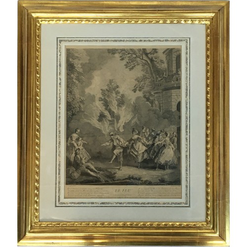 297 - After Nicolas Lancret, L'Eau, Le Feu, La Terre, L'Air, a set of four engravings by L Des Place, B Au... 