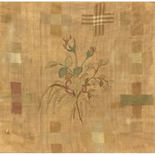 266 - An 18th century needlework sampler depicting a stand of flowers, 33 x 34cm