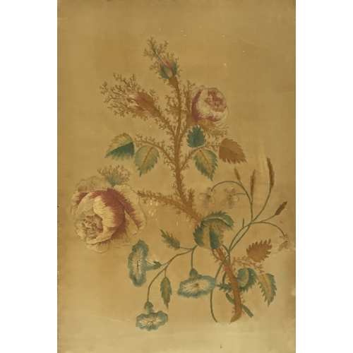 267 - An 18th century needlework picture depicting roses, 32 x 22cm