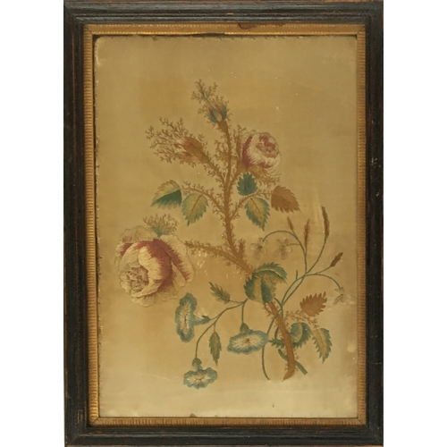 267 - An 18th century needlework picture depicting roses, 32 x 22cm