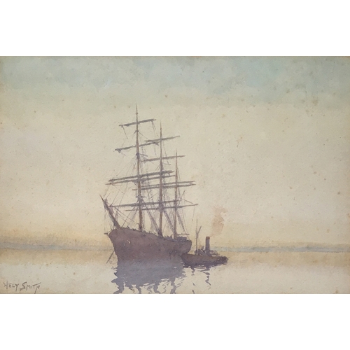 284 - Hely Augustus Morton Smith RBA, RBC (1862-1941) A whaler and tug, signed watercolour and pencil 22.5... 
