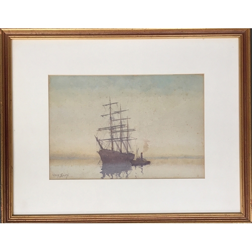 284 - Hely Augustus Morton Smith RBA, RBC (1862-1941) A whaler and tug, signed watercolour and pencil 22.5... 