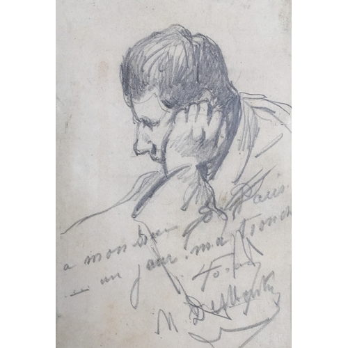 292 - Marcellin Gilbert Desboutin (1823-1902), study of a Jean-Louis Forain, pencil on paper, signed lower... 