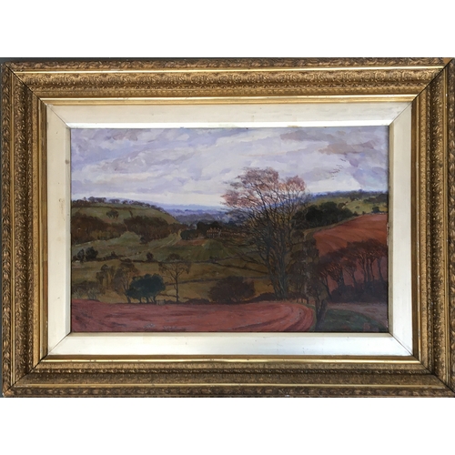 350 - Francis S.G. Pearson, the Chilterns, oil on board, monogrammed and dated '78 lower right, 42 x 65cm