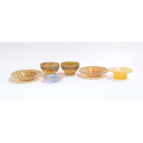 245 - A collection of Vasart glass, orange and blue graduating colours, the plates each 18cm diameter, the... 