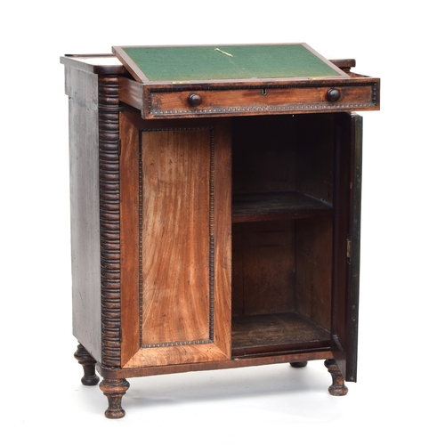 634 - A 19th century chiffonier, the upstand missing, base drawer fitted with writing slope, inkwells, etc... 