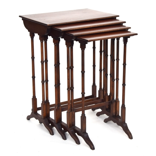 599 - A 19th century mahogany nest of four tables, 48cm wide, 33cm deep, 64cm high