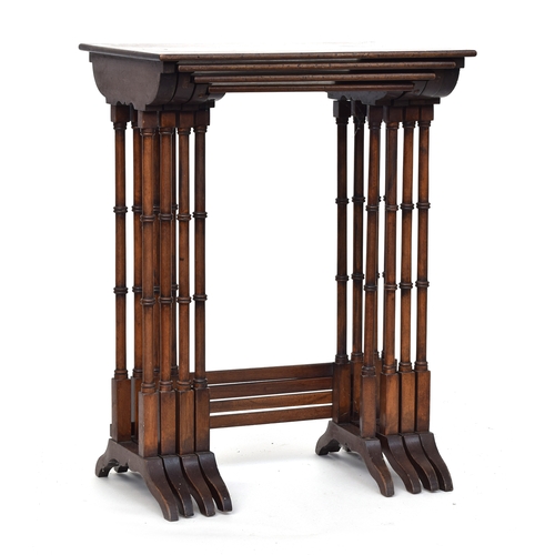 599 - A 19th century mahogany nest of four tables, 48cm wide, 33cm deep, 64cm high