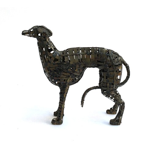 123 - A metal sculpture of a whippet, 35cmH