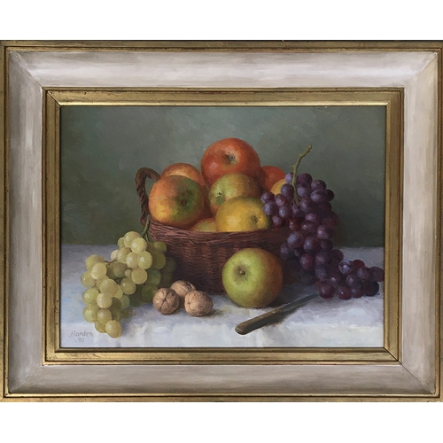 359 - Gerald Norden (1912-2000), 'Apples and Grapes', oil on board, signed and dated '90 lower left, 29.5 ... 