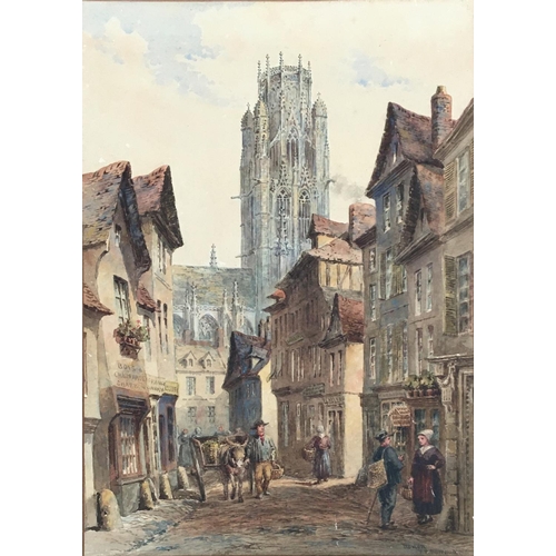 275 - Francis Philip Barraud (French, 1824-1901), 'Street Scene', watercolour, signed lower right, 37 x 26... 