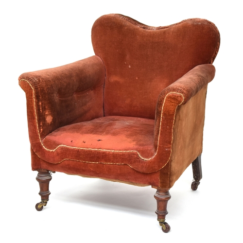 620 - A small Georgian armchair, on turned front legs and casters

Provenance: From the estate of Air Mars... 