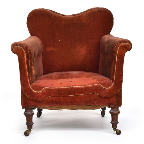 620 - A small Georgian armchair, on turned front legs and casters

Provenance: From the estate of Air Mars... 