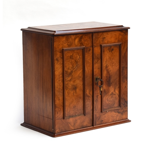 176 - A Victorian walnut desk stationery cabinet, the bevelled hinged top with a leather inset panel on th... 