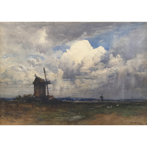 280 - George Stratton Ferrier R.S.W. (1852-1912), 'A Sussex Windmill', watercolour, signed, bears studio l... 