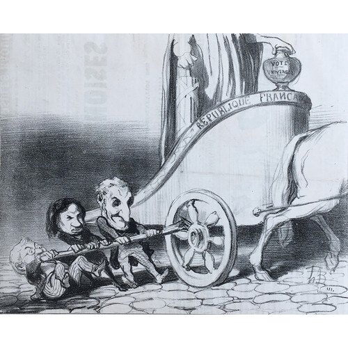 304 - A collection of seven 19th century Honoré Daumier (1808 -1879) humorous prints cut from French newsp... 