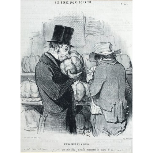 304 - A collection of seven 19th century Honoré Daumier (1808 -1879) humorous prints cut from French newsp... 