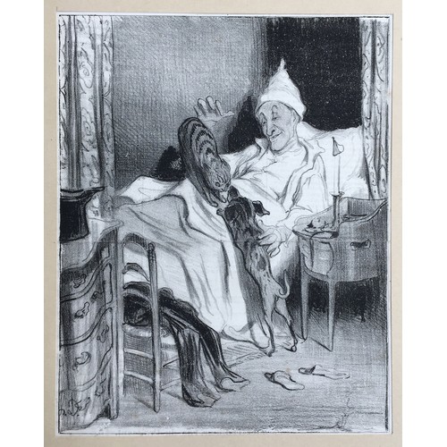 304 - A collection of seven 19th century Honoré Daumier (1808 -1879) humorous prints cut from French newsp... 