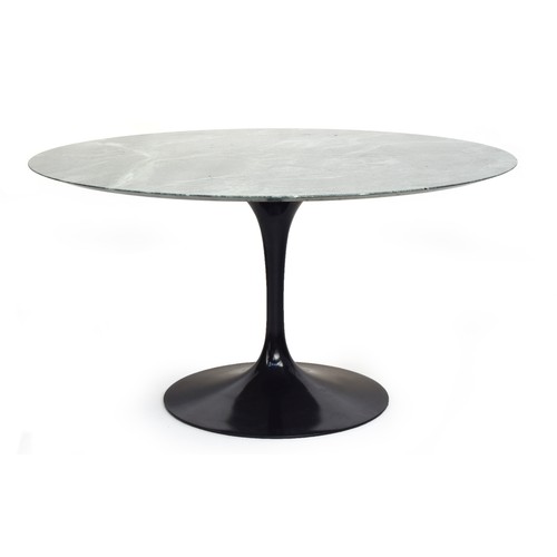 648 - A circular Eero Saarinen for Knoll circular tulip dining table, the top of Verdi Alpi coated marble,... 