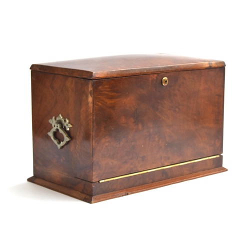 177A - A Victorian walnut desk stationery cabinet:, the hinged top with a leather inset panel on the unders... 