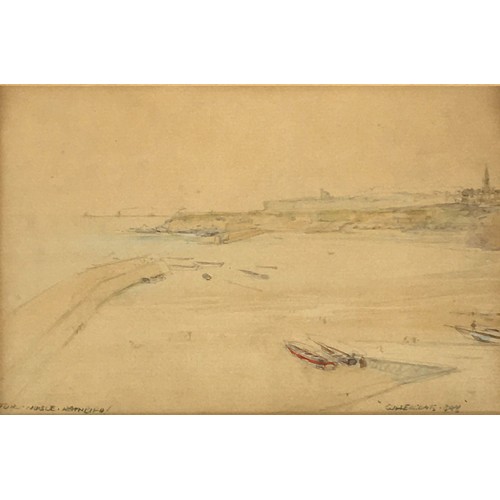 283 - Victor Noble Rainbird (British, 1888 - 1936) Cullercoats bay, watercolour, signed and titled in ink,... 